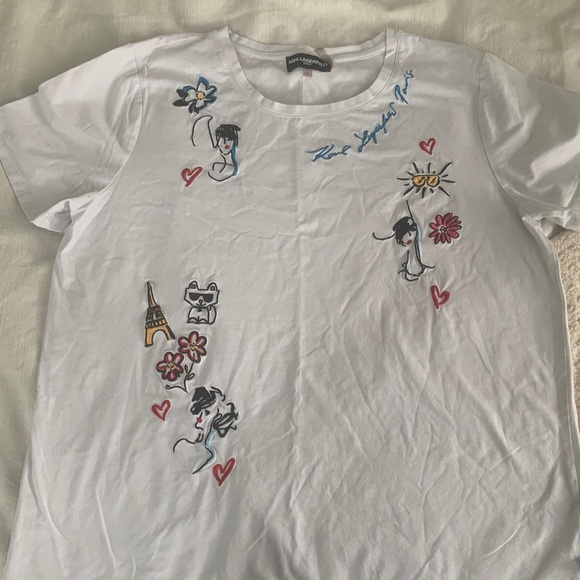 Karl Lagerfeld White Graphic Tee with Colorful Accents - Picture 5 of 8